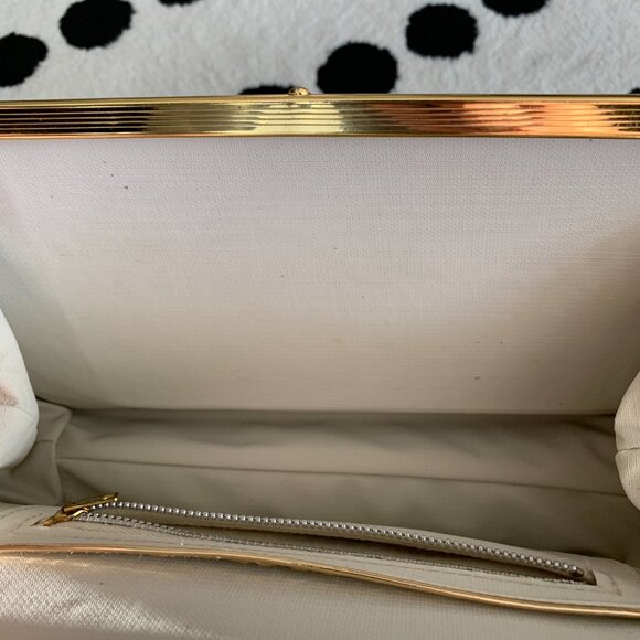 Vintage 50s Vinyl Faux Leather Top Handle Shoulder Bag Retro Handbag Purse - Picture 8 of 15